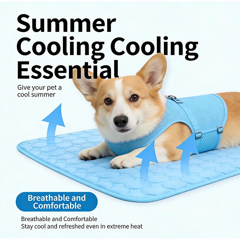Pet Ice Silk Cooling Mat Summer Breathable Dog Bed Non-slip Washable Cooling Pad For Dogs Cats Puppies Kittens