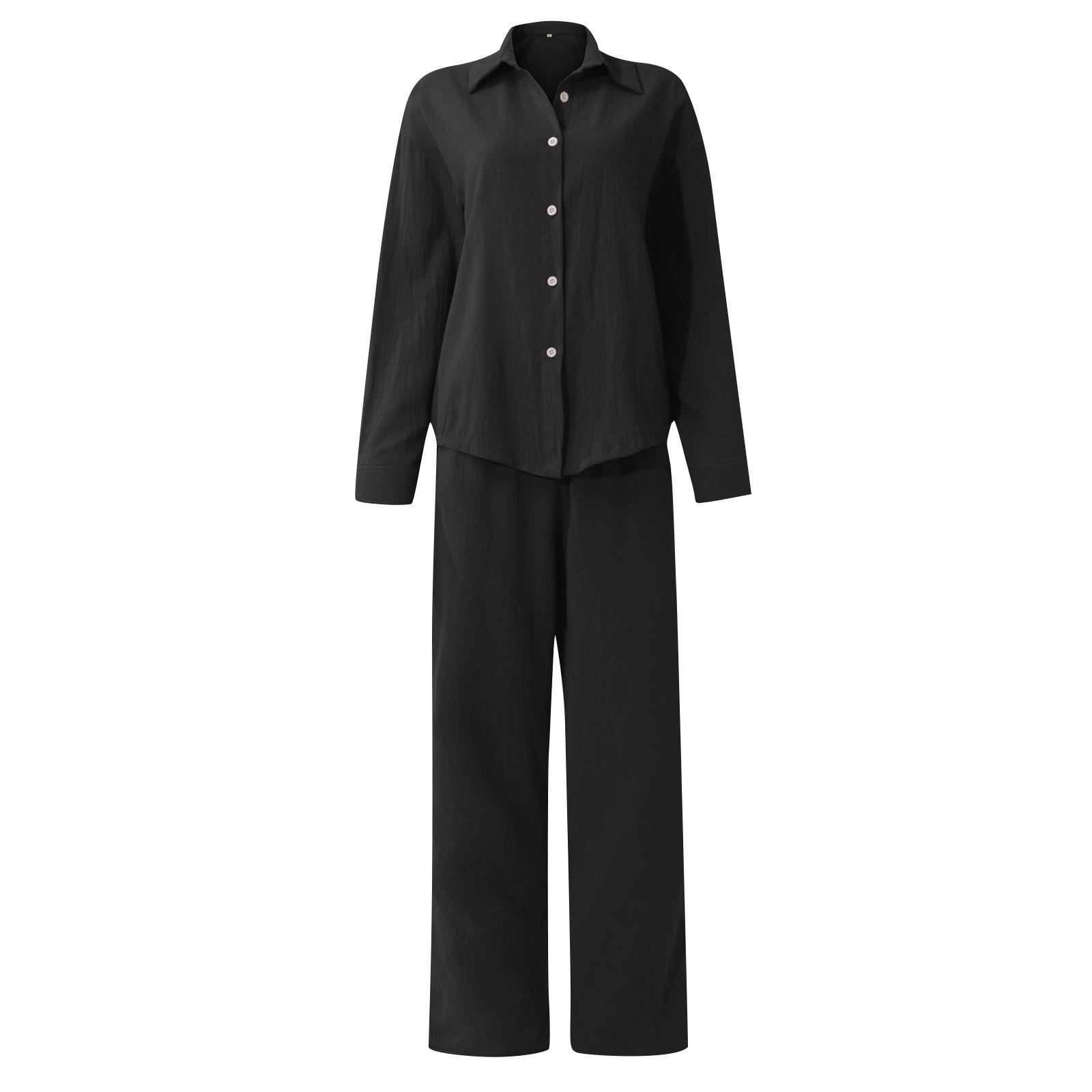 Модные женские повседневные однотонные рубашки с длинным рукавом из хлопка и льна — фото 4