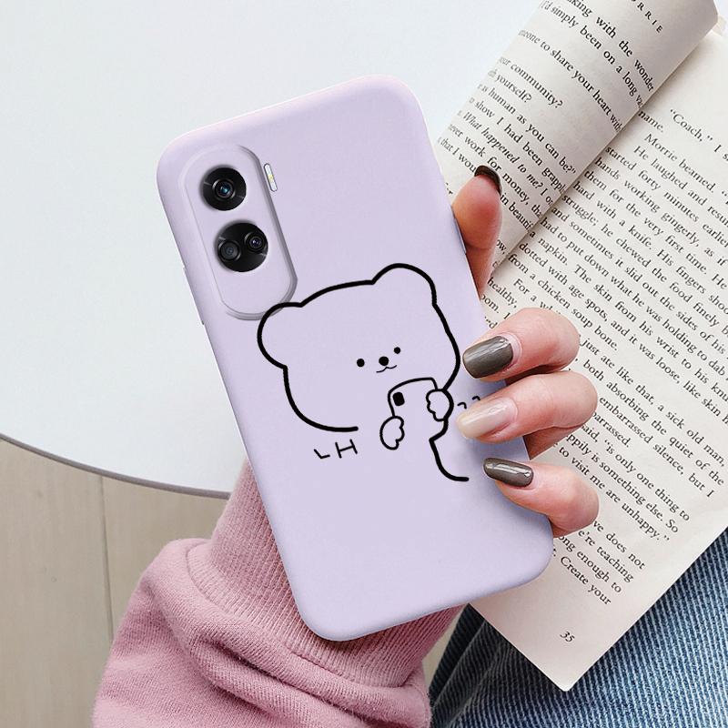 Case Funda For Honor 90 Lite Cover Colorful Flowers Heart Cartoon Shell Soft Silicone Couqe For Honor 90 70 X7 Leopard Bumper