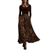 2026 Chic European & American Autumn Slim Top with Elegant Long Skirt and Retro Print, Belt Included