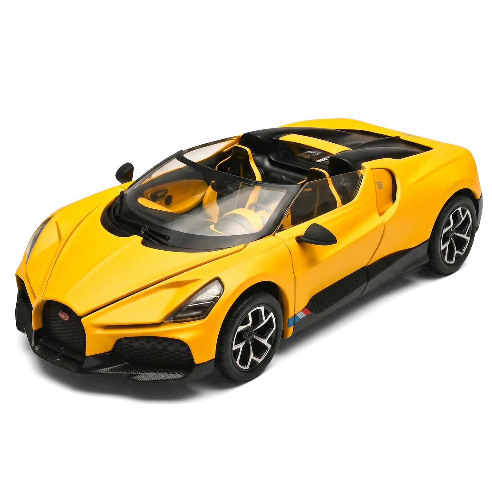 

1/24 Bugatti Mistral W16 Supercar Alloy Car Diecasts & Toy Vehicles Car Model Miniature Scale Model Car Toys for Children жовтий