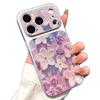Purple Glitter Flower Case for iPhone 17 Pro Max/iPhone 16 Pro - Gold Glitter Pearlescent Spring Design.