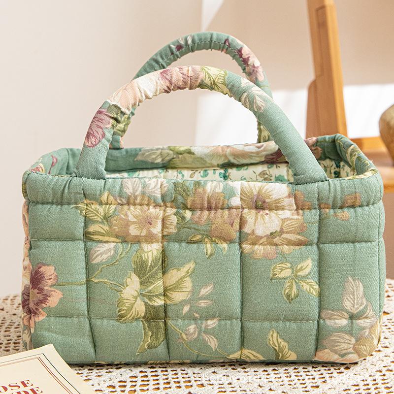 

1pcs Cotton Storage Basket Small Foldable for Underwear, Toys, Cosmetic Bags Miscellaneous Items Portable Home Textile Organizer 22x12x12cm