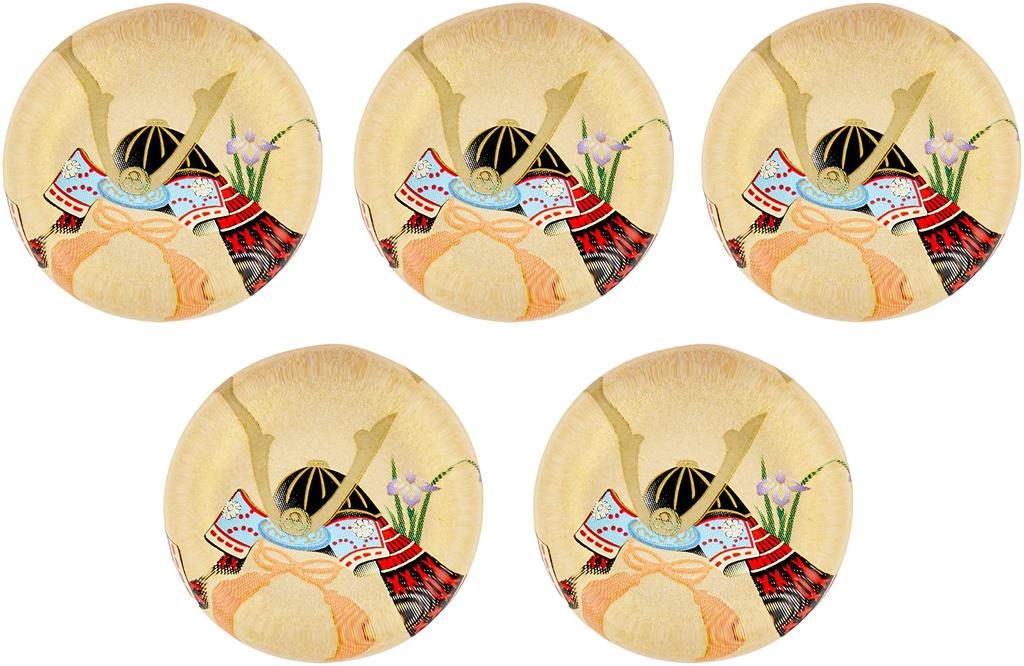 Yakushi Kiln Hůlky Vyrobené v Day Glass Podložky pod hůlky Sada 5 podložek, Japonsko, Pro chlapce (Kabuto helma),