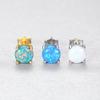 PAG&MAG S925 Silver Opal Earrings for Women - Stylish Korean Round Four-Claw Design