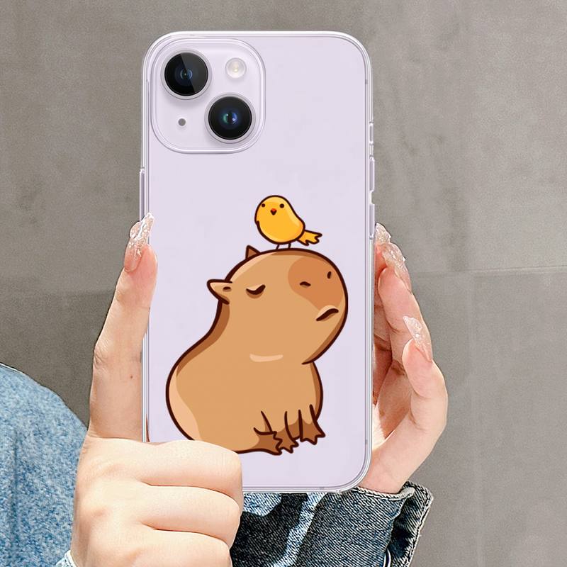 Roztomilé pouzdro na telefon Capybara pro iPhone Mini 11 12 13 14 15 XPlus Pro Max SE XR Transparent Shell
