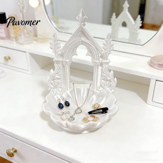Light Luxury Tray Jewelry Storage Tray, with Gothic Arch Pearlescent Design, Decorative Display Themed Organizer, for Rings Earrings Necklaces