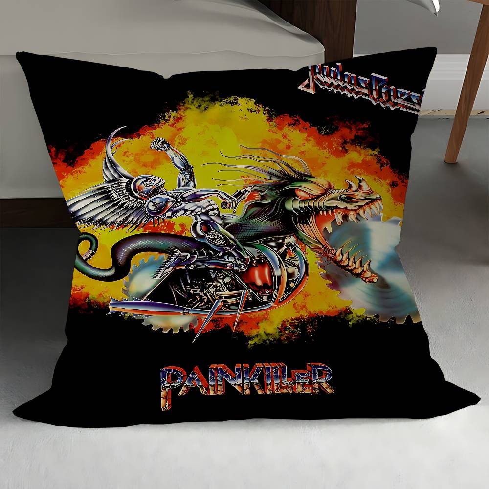 

J-Judas Priest Heavy Metal Band Pillow Cover Design Cushion Cover Decor Holiday Decorati 12x12Inch