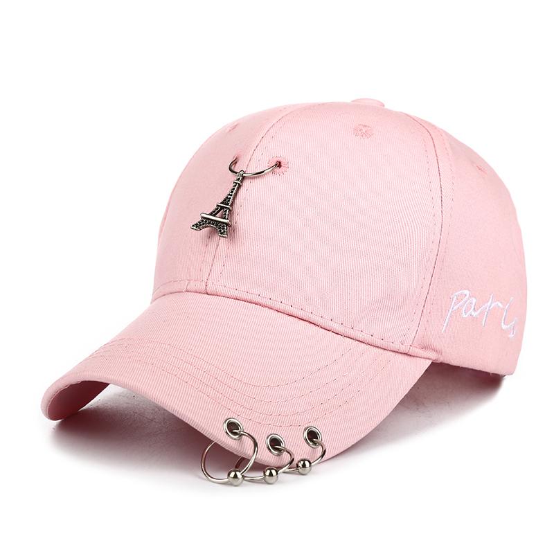 Women's Fashion Baseball Hat Hip Hop Cap Three Ring Paris Tower Pendant Street Decor Hat Adjustable Sunshade Hat