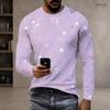 Men Plus Size Round Neck Long Sleeve Printed Gradient Striped Pullover T Shirt Straight Hem