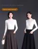 Knitted Woolen A-Line Midi Skirt - Thick, Pleated, and Slimming for Autumn/Winter