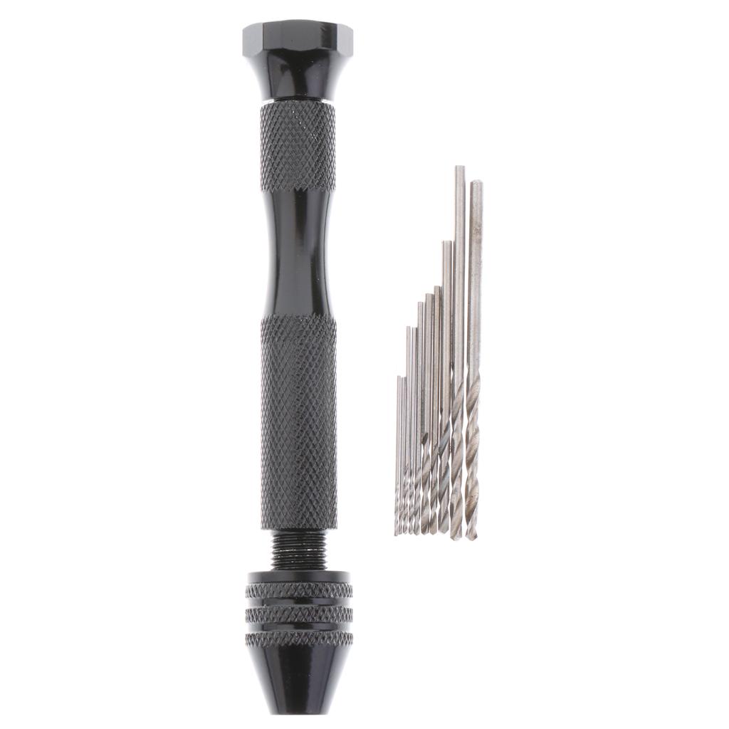 Buy Mini Aluminum Hand Drill With Keyless Chuck +10pc Twist Bit Rotary ...