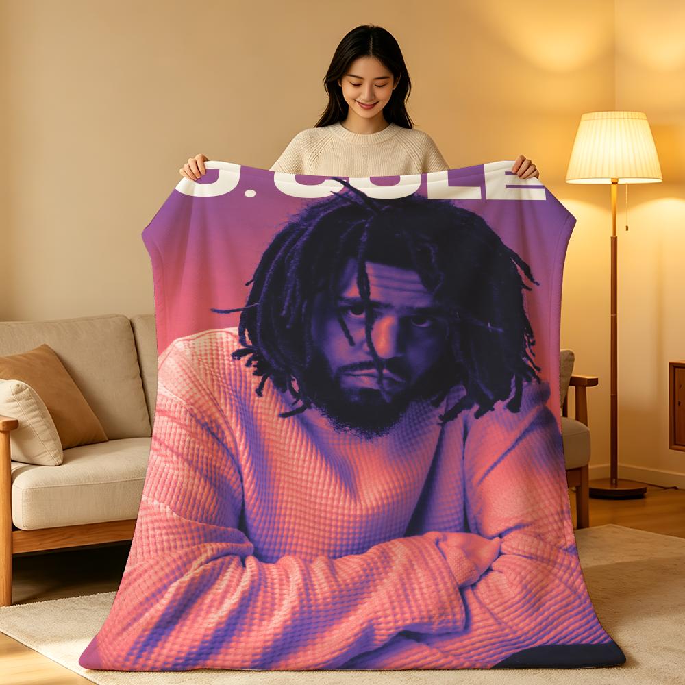 Music J-J.Cole Throw High-Density Short Plush Blanket Soft Skin-Friendly for Sofa Nap Air-Conditioned Room