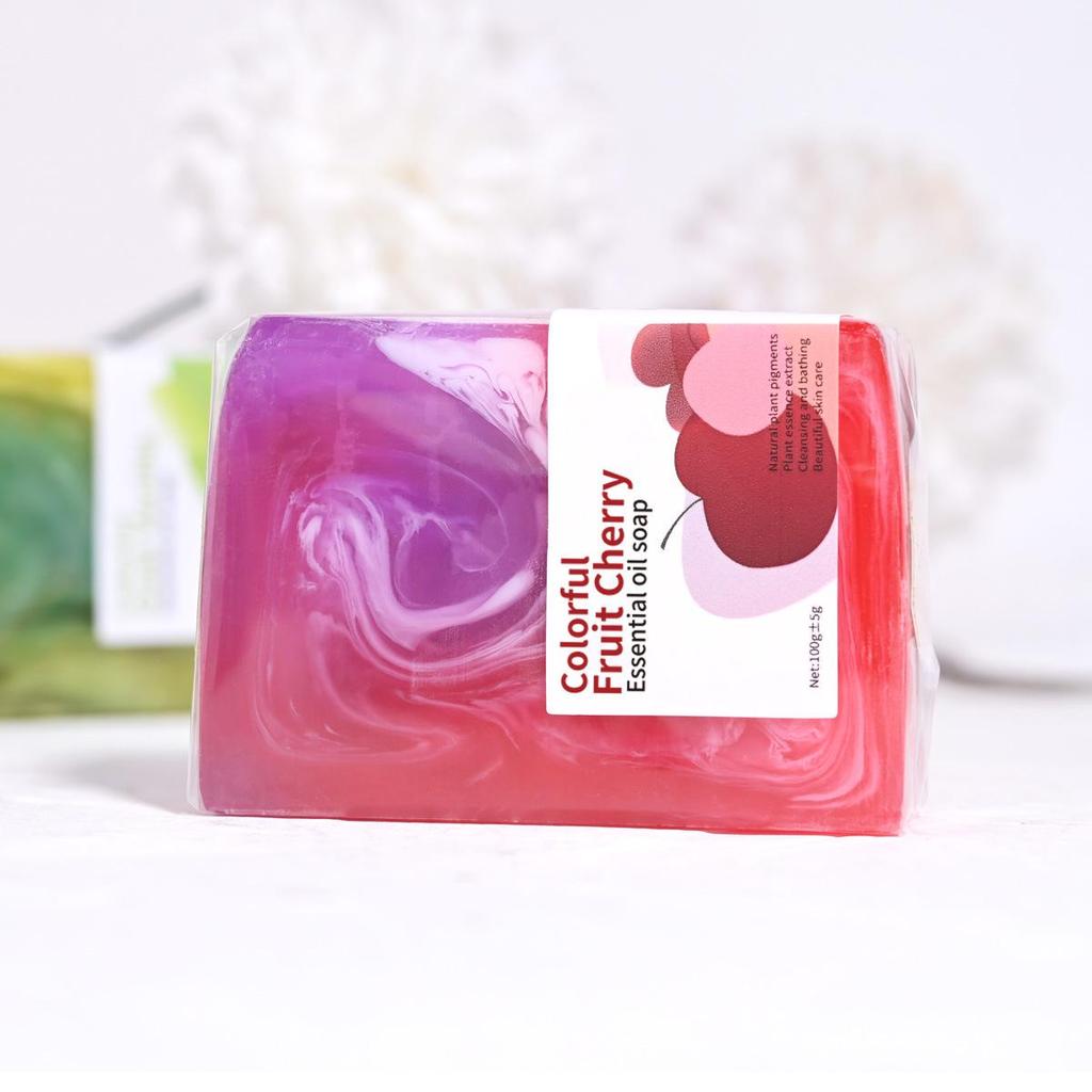 Cherry & Pomegranate Scented Deep Cleansing Facial & Body Soap with Goat Milk Honey & Lavender