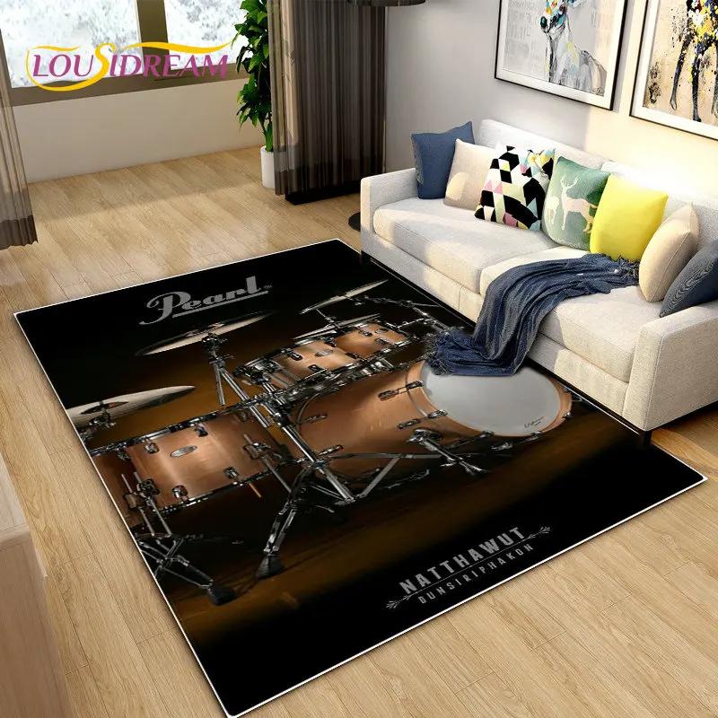 Drum Kit Music Instruments Area Rug Large,Carpet Rug for Living Room Bedroom Sofa Doormat Decoration,Kitchen Non-slip Floor Mat