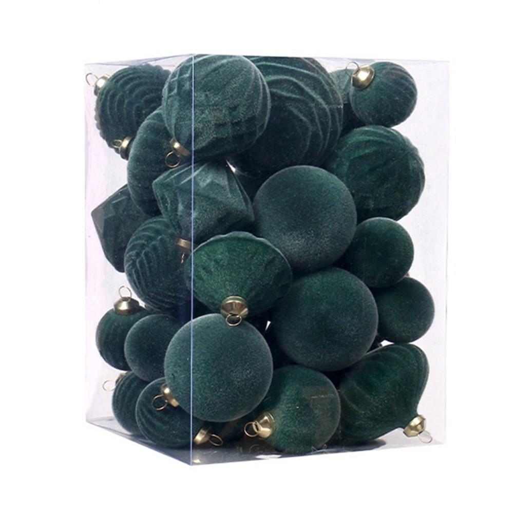 

Set of 35 Decorative Flocked Ornaments to Enhance Your Holiday Atmosphere E
