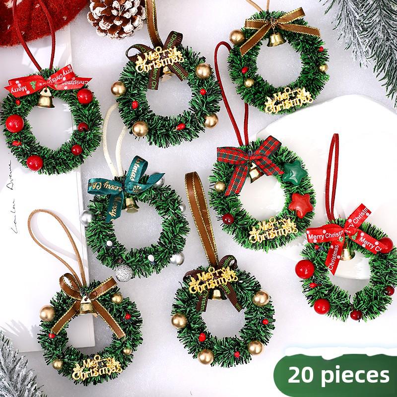 Mini Christmas Wreath Hanging Bell: Festive Car, Tree, and Window Decoration Pendant