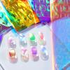 6/11 Sheets 3D Aurora Geometric Shape Ice Nail Foils Sticker Glass Paper Color Paper Nails Film Decals Cube Heart Nail Stickers
