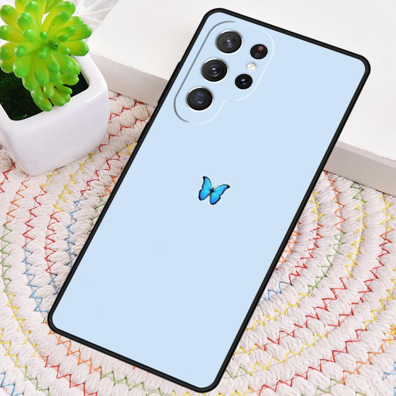 Luxury Blue Butterfly Butterflies Silicone Phone Case For Samsung Galaxy note 10 pro S26 S25 S24 S23 S22 S21 Plus Ultra Cover