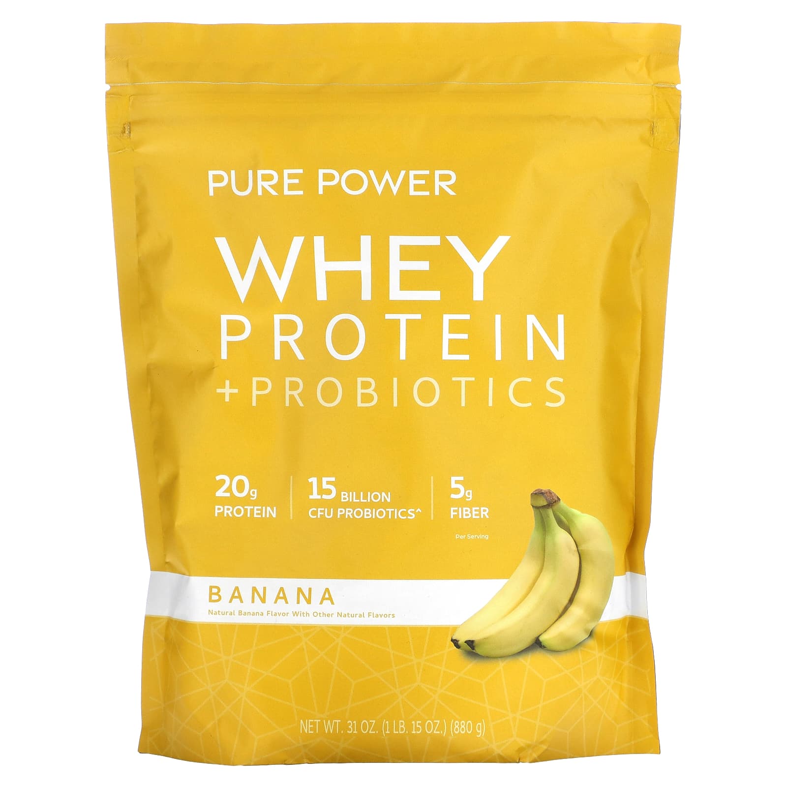 

Dr. Mercola, Pure Power, Whey Protein + Probiotic, Banana Flavor, 1 lb 15 oz (880 g)