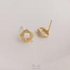 14K Gold-filled Brushed Square Stud Earrings with 925 Silver Pins for DIY Pearl Setting.