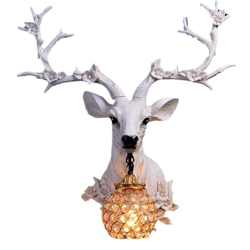 American-Style Deer Head Wall Lamp for Retro Living Rooms, Entrances, and Dining Areas