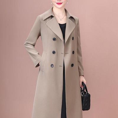 Elegant Spring 2025 Women's Mid-Length Trench Coat for Elderly Ladies