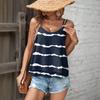 Women's Striped Print Tops Sleeveless O-Neck Camisole T-shirt