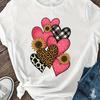 Women's 100% Cotton Graphic T‑Shirt, Round Neck Short Sleeve Heart Print Aesthetic Versatile Spring Summer Casual Office Daily Tops Multi‑Colors