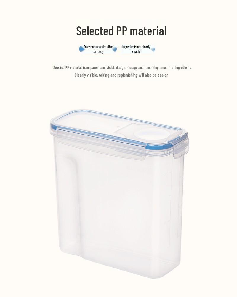 4L Transparent PP Plastic Five Grains Storage Jar - Moisture & Insect Resistant Rice Container