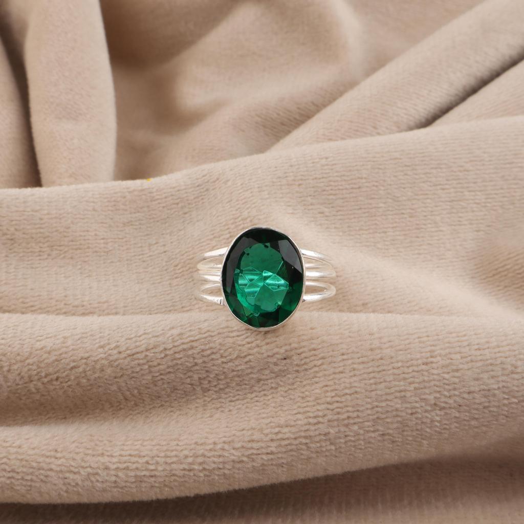 Chrome Diopside Gemstone Silver Ring, 925 Sterling Silver Handmade Jewelry, May Birth-Stone Gift, Green Stone Ring For Engagement RR-73-16