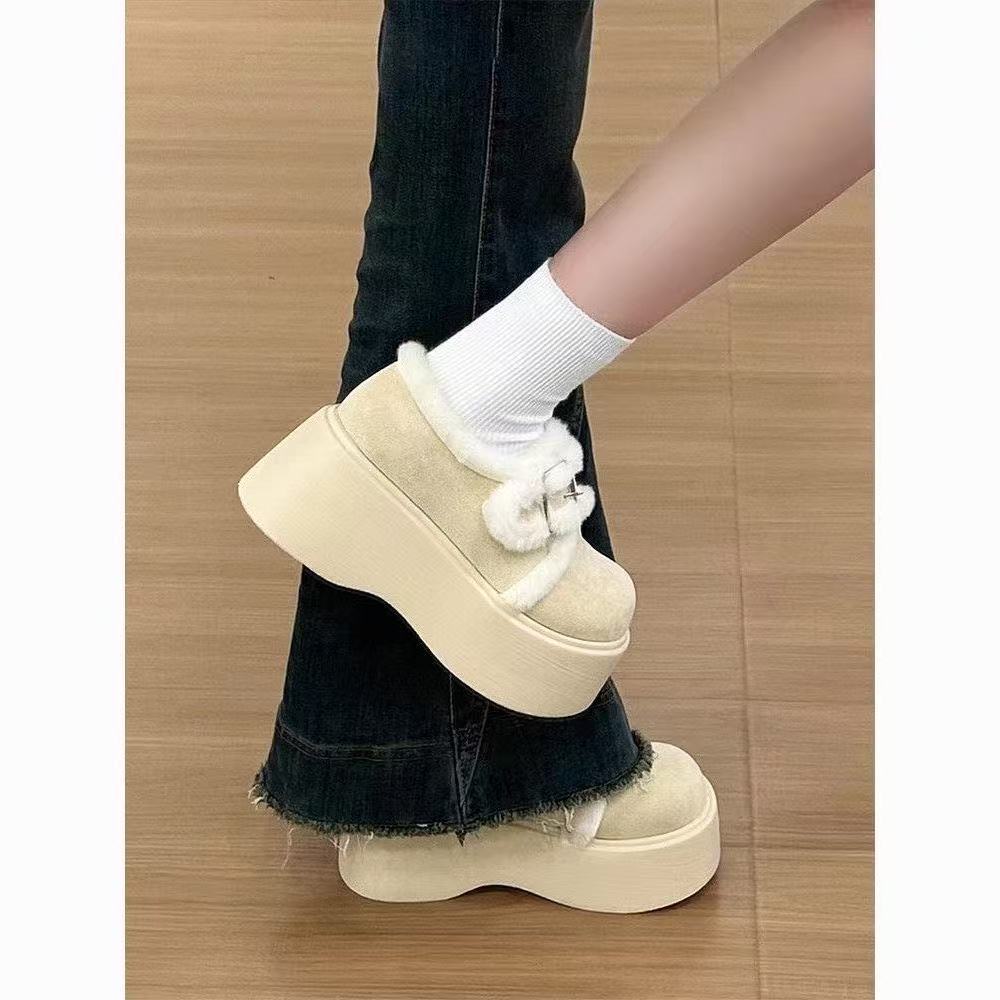 Sports and leisure shoes muffin thick-soled Birkenstocks cotton shoes, new small warm fluffy shoes for winter wear
