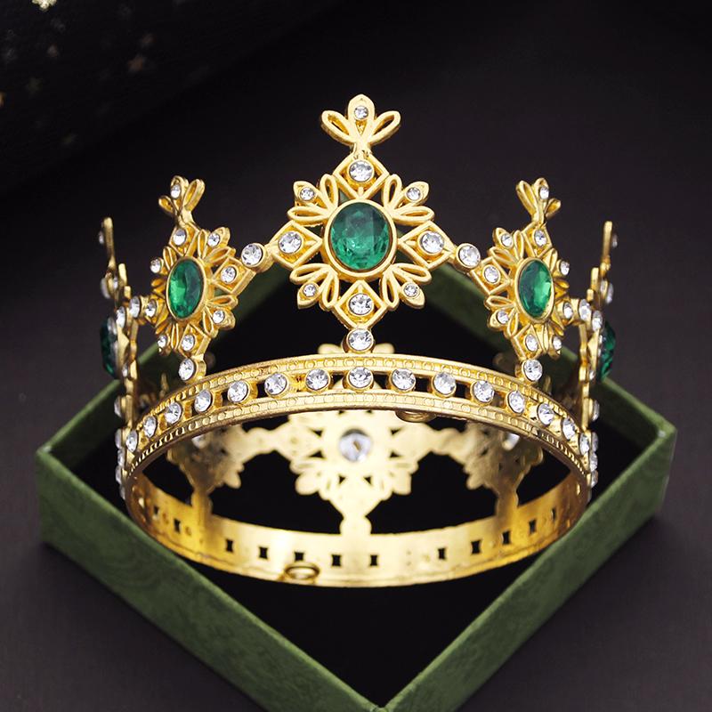 Party Prom Birthday Cake Crown Small Tiaras for Doll Green Pink Diadem Bridal Wedding Hair Jewelry Tiaras Head Ornaments