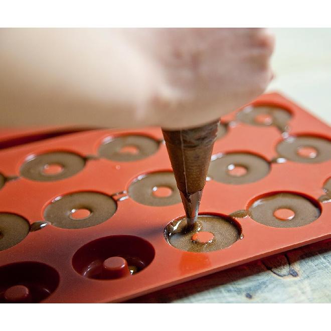 2pcs Silicone Mold for Mini Donut, 18 Cavities Donut Molds Home Reble Donut Baking Pan Tray, Red, LK-18CA-DONUT