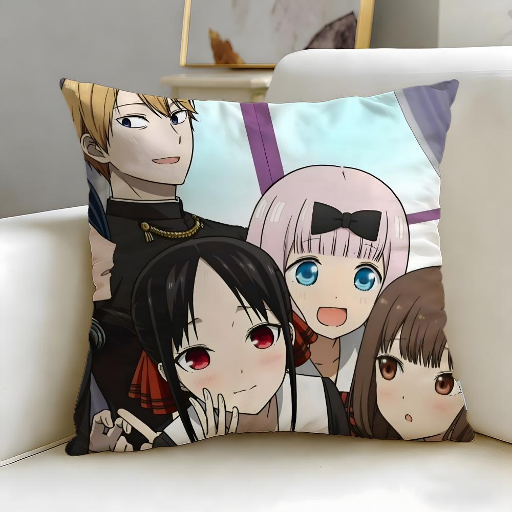 popular anime Kaguya S-sama Love Is War Cushion Cover Soft & Easy-Wash Pillow Case – Versatile for Couch, Bed, Travel and Office