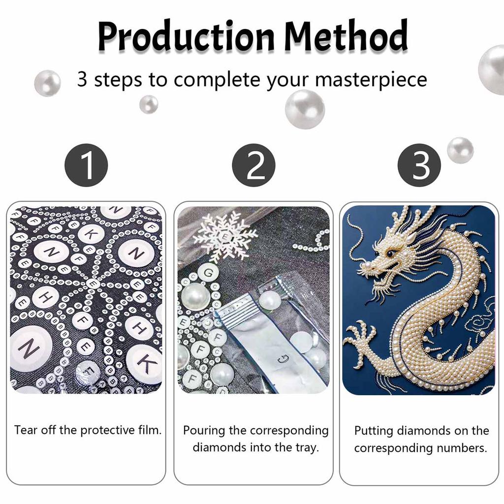 DIY Pearl Diamond Art Painting Kits for Adult and Beginners, Majestic Dragon Sparkling Painting Craft Home Wall Decor Handmade Gift