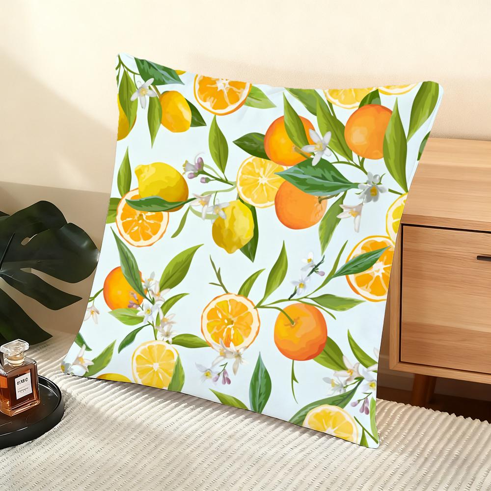 Orange Pattern Cushion Cover Soft Short Plush Pillow Cover Smooth Cozy Texture Aesthetic Cushion Case Home Decor