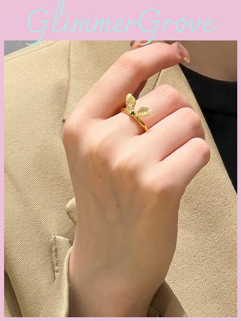 And Simple Stylish Rabbit Ear Open Ring Gorgeous Gold Plated Finger Accessory Women For
