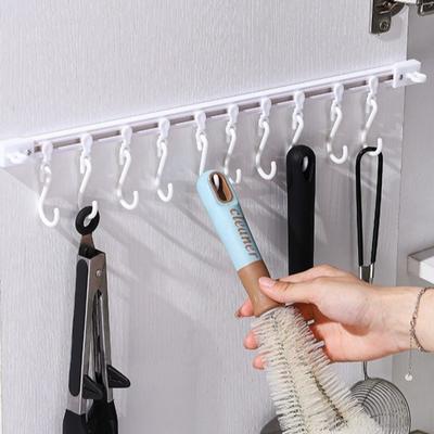 Drilling-Free Storage Rack Hook Sliding Rail Cabinet Hook Organizer  Kitchen Storage