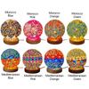 Mosaic Glass Lamp USB Powered 3 Colors Stepless Dimming Decorative Glass Night Light with Wood Base
