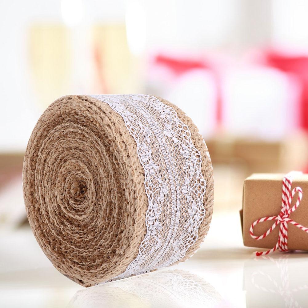 2 Rollen 5m Schönes Leinen Spitzenband Rolle Band Zuhause Weihnachten Hochzeit DIY Zubehör