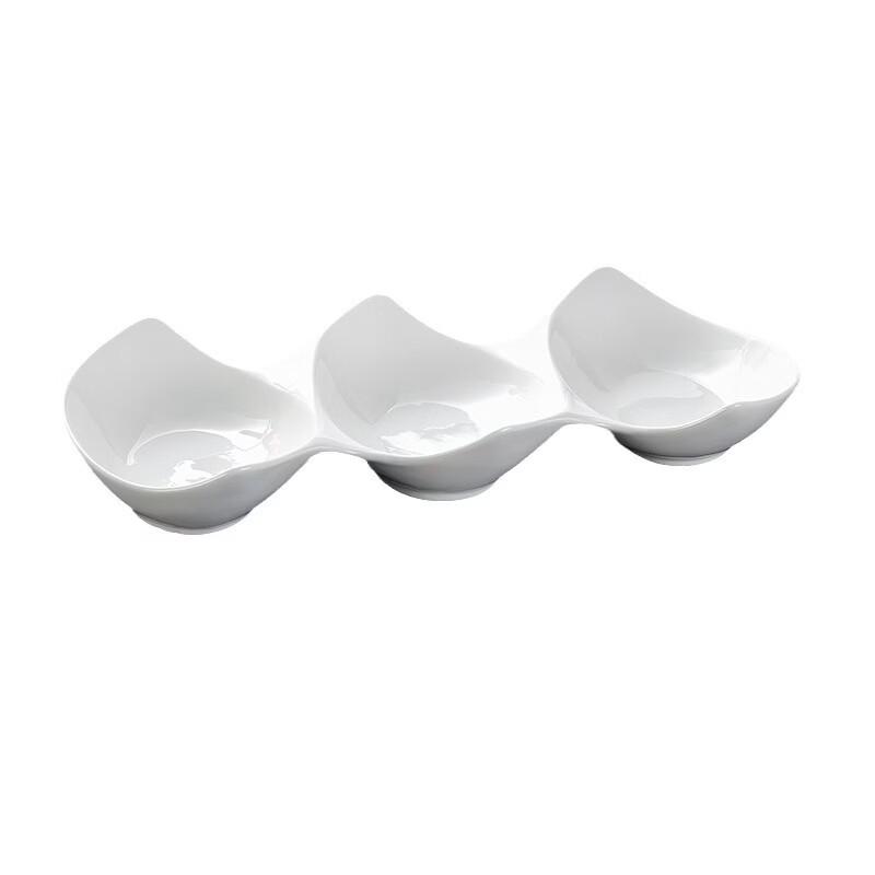 Ceramic Triple-Compartment Sauce Dish