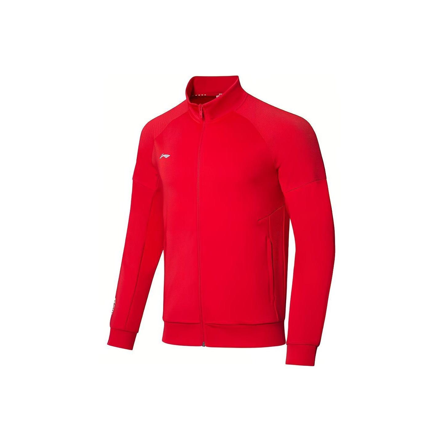 

Куртка Li Ning Ping Pong Series с логотипом и воротником-стойкой, толстовка с капюшоном, мужские куртки малиново-красного цвета AWDR749-3 M