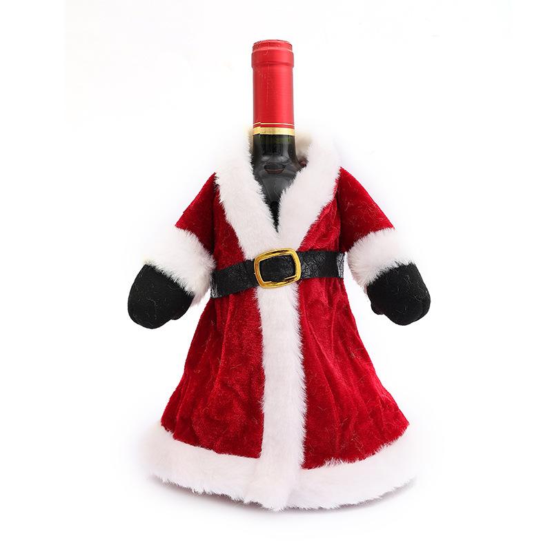 Creative Christmas Wine Bottle Set Golden Velvet Dress Wine Bottle Covers Sleeve Santa Snowman Xmas New Year Dinner Table Decor