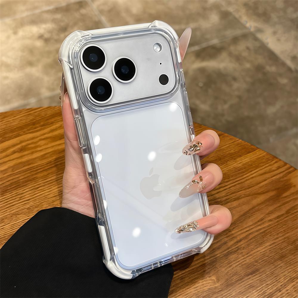 Four Corners Airbags Shockproof Acrylic Clear Case for iPhone 17 Air 16 15 14 Pro Max Clash Contrast Color Transparent Cover