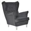 Diana Scandinavian Family Meble Wing Chair, Plain Grey with Buttons