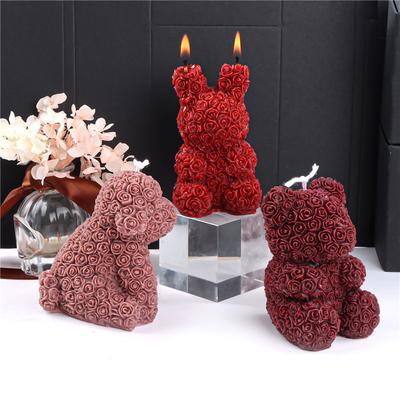 3D Valentine Rose Animals Candle Silicone Mold Handmade Chocolate Decoration Bear Aromatherapy Soap Resin Candle Silicone Mould