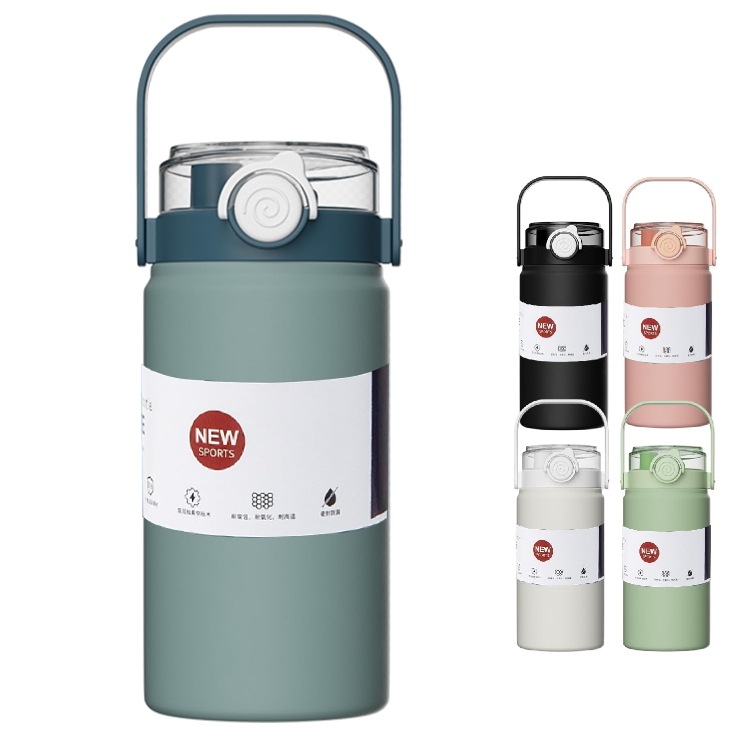 

Stylish 1-liter water bottle, lightweight, insulated, and cold-resistant, with a straw, perfect for both direct drinking and sports, easy to clean,