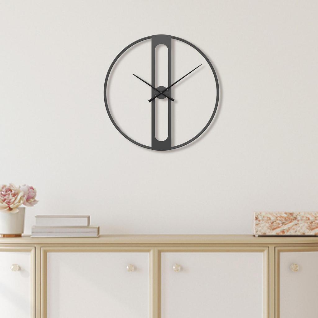 Round Wall Clock Modern Silent Decoration Non Ticking Metal Wall Clock for Living Room Dining Room Hotel Farmhouse Bedroom
