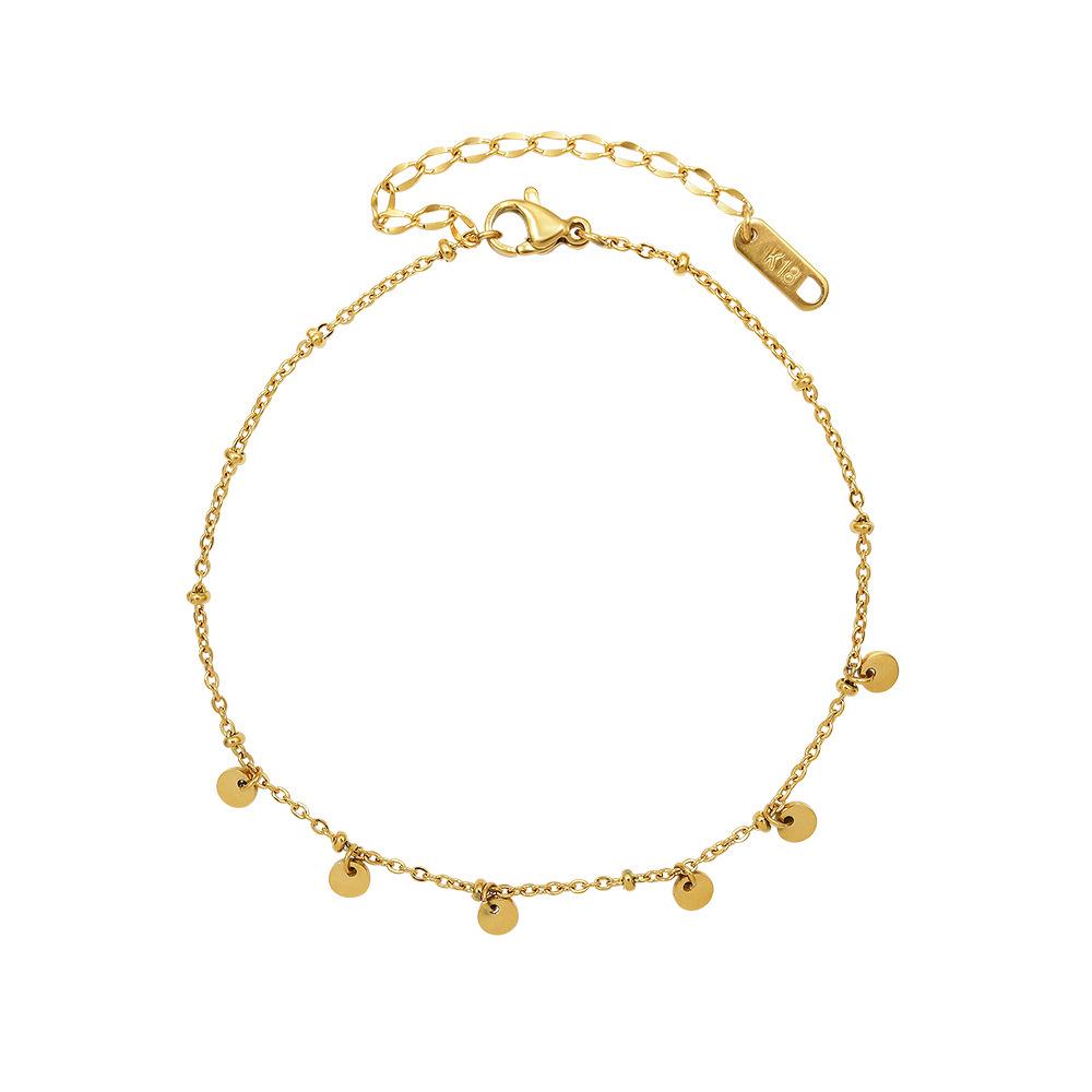 European Tassel Anklet: Titanium Steel, 18K Gold Leg Chain Foot Jewelry - S113